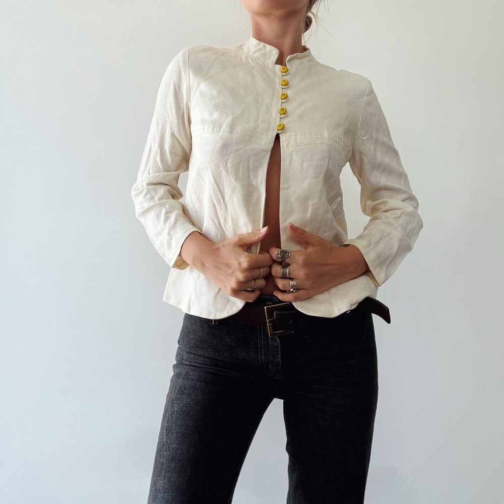Chic Unique Half Button Linen Top